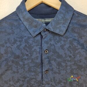 Greg Norman Golf Polo Shirt Men's M Navy Blue Camo Textured Performance‎